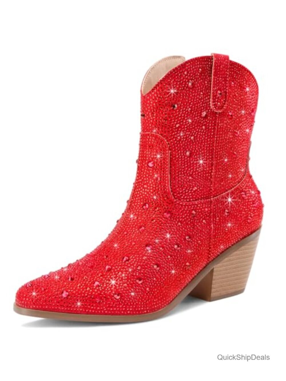 Rhinestone Cowboy Ankle Boots for Women Sparkly Cowgirl Booties